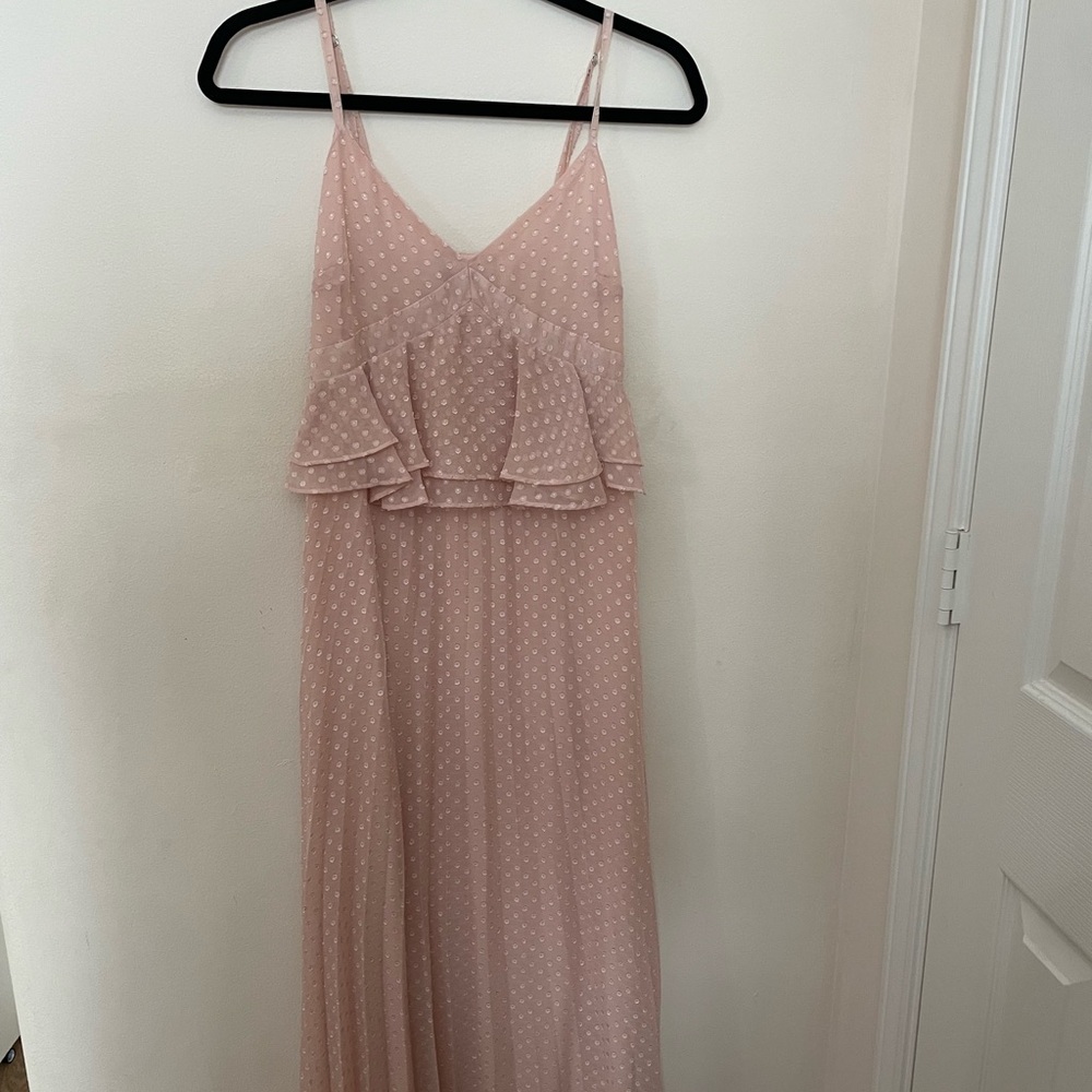 Gianni Bini Blush Pink Polka Dot Maxi Dress